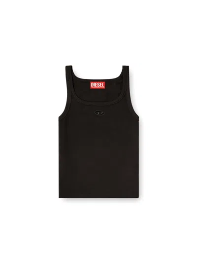 Diesel T-wife-od Ribbed Cotton Tank Top In Metallic