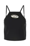 Diesel T-wilight Black Top With Halterneck And Oval D Logo Plaque On The Front In Wool Blend Woman