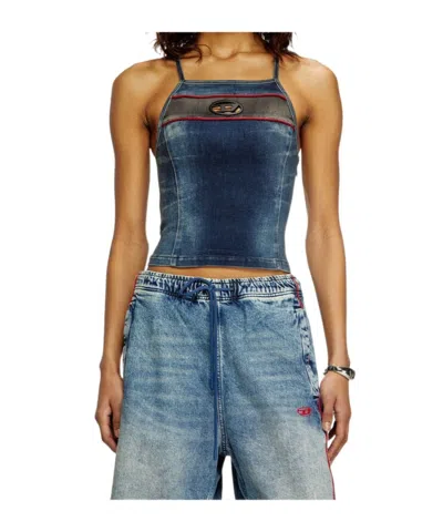 Diesel Two-color Denim Sling In Blue