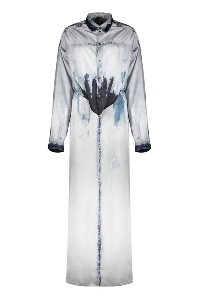 Diesel Two-piece Denim Effect Outfit With Oversized Skirt In Blue