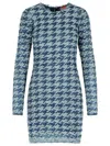 Diesel Women Light Blue Houndstooth Denim M-halma Minidress In Blue
