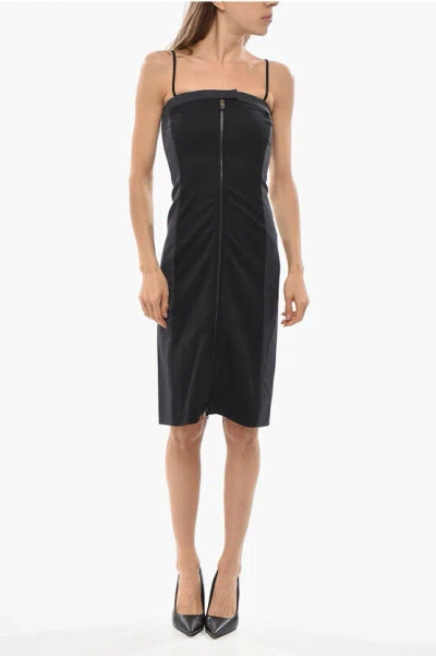 Diesel Two-tone D-damini Midi Dress With Zip Closure In Black