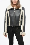 Diesel Two-tone L-kriti Shearling Jacket In Black