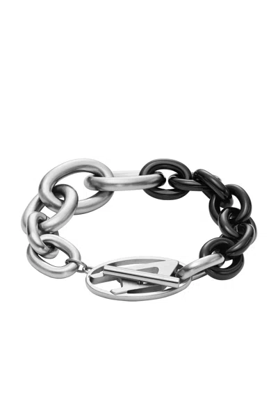 Diesel Two-tone Stainless Steel Chain Bracelet In Silver