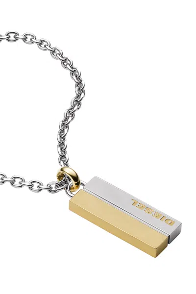 Diesel Two-tone Stainless Steel Chain-link Pendant Necklace In Gold
