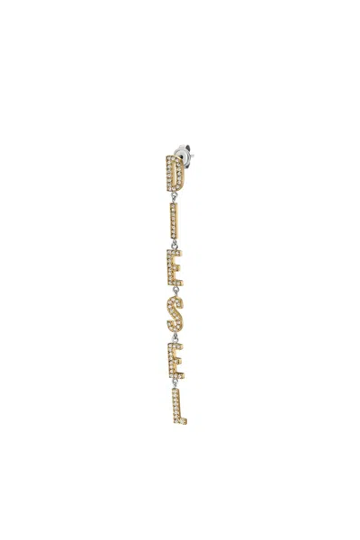 Diesel Two-tone Stainless Steel Drop Earring In Silver