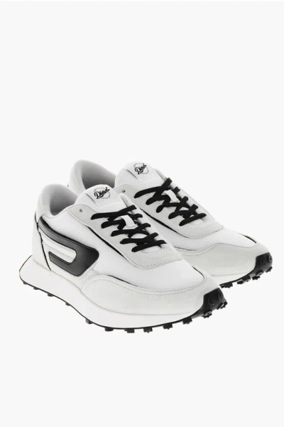 Diesel Two-tone Suede And Fabric S-racer Low-top Sneakers In White