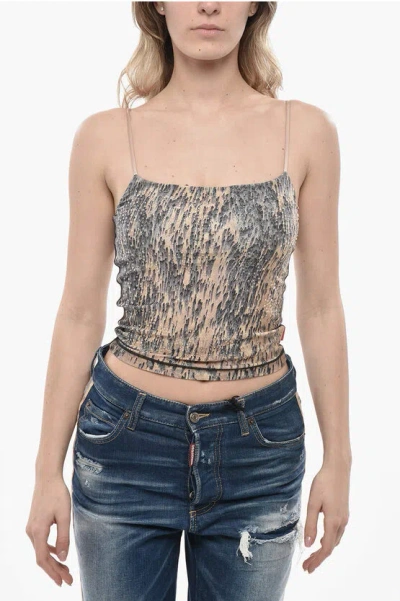 Diesel Two-tone Top With Rhinestones In Gray