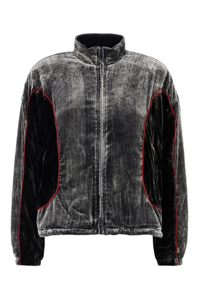 Diesel Two-tone Velvet F-riffin Sweatshirt In White