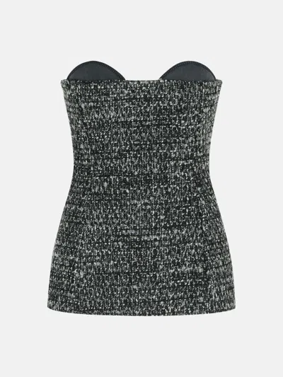 Diesel Two-tone Wool Blend Top In Gray