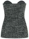 Diesel Fitted Strapless Top With Textured Boucle In Black