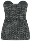 Diesel Fitted Strapless Top With Textured Boucle In Black