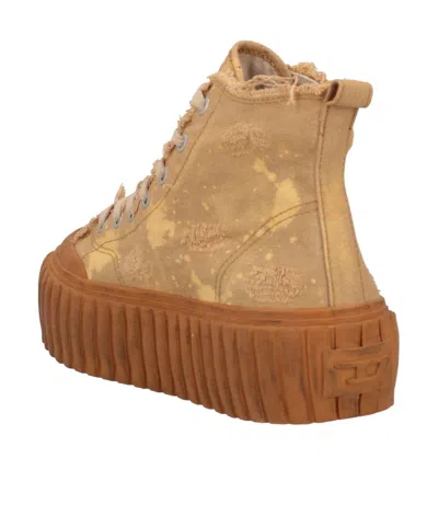 Diesel Two-color High-top Canvas Shoes In Brown