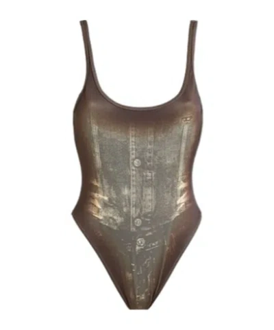 Diesel Two-color Swimsuit In Brown
