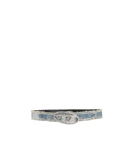 Diesel Two-tone Denim Belt In Blue