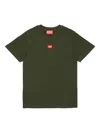 Diesel T-shirt In Jersey Con Patch D Rossa In Green
