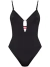 Diesel Logo Jewel Plunge Bodysuit In Black