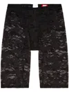 Diesel Camo Lace Shorts With Oval D Plaque In Black