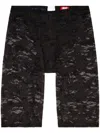 Diesel Camo Lace Shorts With Oval D Plaque In Black