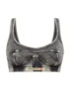Diesel Ufsb Logo Patch Denim Effect Bralette In Fog