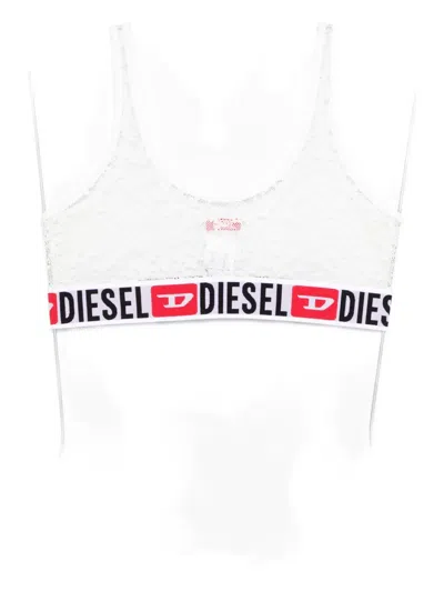 Diesel Ufsb-oriba Lace Logo Band Bra In White