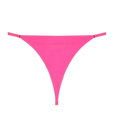 Diesel Ufst-d-string Logo-plaque Thong In Pink