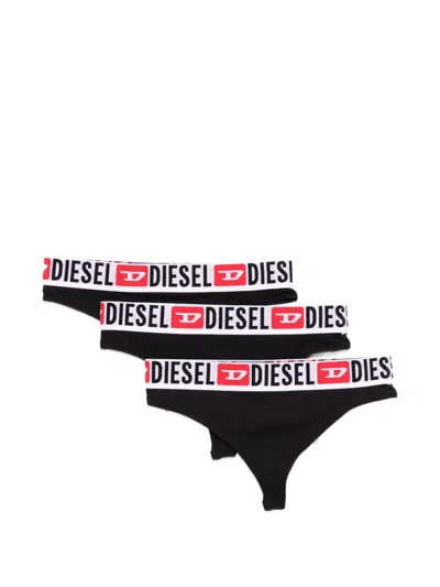 Diesel Ufst-stars Logo-print Briefs (set Of Three) In Black