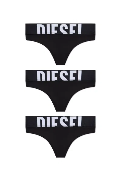 Diesel Ufst-stars Logo Waistband Three Pack Briefs In Black