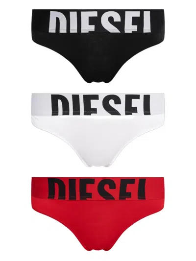 Diesel Ufst-stars Thong (pack Of Three) In Black