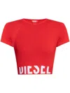 Diesel Sporty Cropped Top With Logo Band In Red
