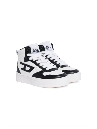 Diesel Kids' Ukiyo 2.0 Lace-up Leather Trainers In Black