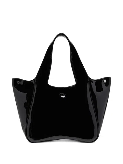 Diesel Ultra-gloss Tote Handbag With Double Handles In Black