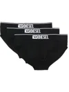Diesel Three-pack Of Logo-waist Briefs In Black
