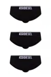Diesel Three-pack Of Logo-waist Briefs In Black