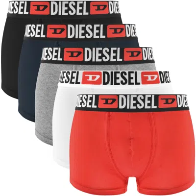 Diesel Underwear Damien 5 Pack Boxer Trunks In Red