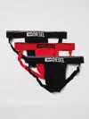 Diesel Logo Waistband Pack Of Three Jockstraps In Black