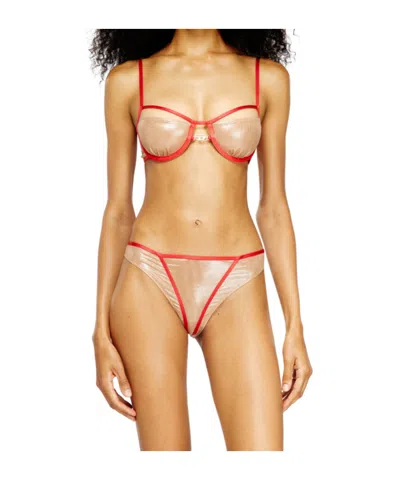 Diesel Underwire Bra With Contrasting Trims In Brown