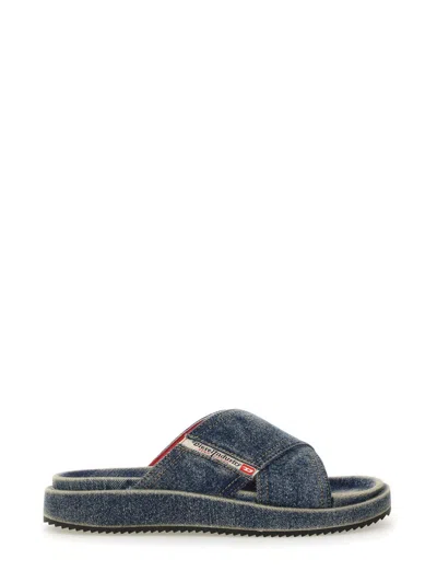 Diesel Unisex Crisp Cross Slide Sandals In Animal Print
