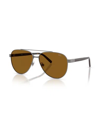Diesel Unisex Polarized Aviator Metal Sunglasses Dl1021 In Matte Gunmetal