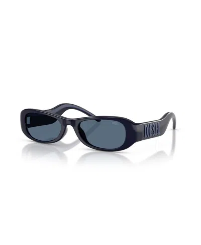 Diesel Unisex Rectangle Sunglasses Dl3020u In Dark Blue