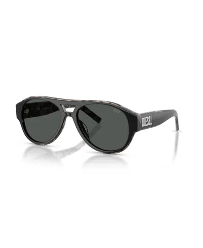 Diesel Unisex Retro Aviator Sunglasses Dl2023u In Top Nero,tartaruga Ghiaccio