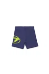 Diesel Used-effect Oval D Logo Fleece Shorts In Blue