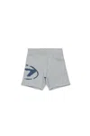 Diesel Used-effect Oval D Logo Fleece Shorts In Grey