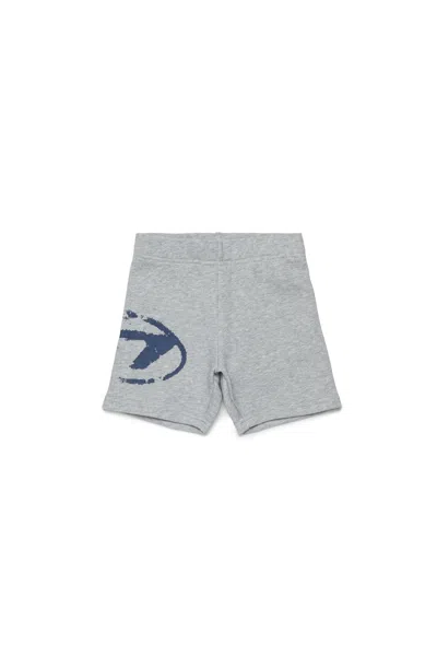 Diesel Babies' Used-effect Oval D Logo Fleece Shorts In Grey