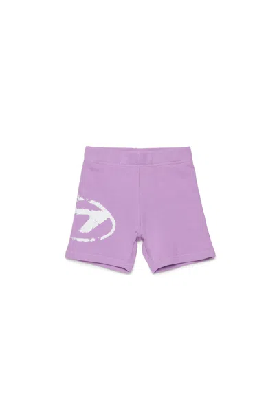 Diesel Babies' Used-effect Oval D Logo Fleece Shorts In Violet