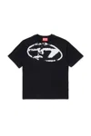 Diesel Used-effect Oval D Logo T-shirt In Black