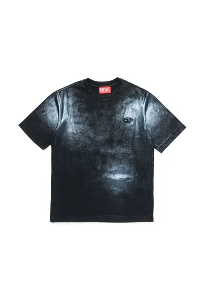 Diesel T-shirt Effetto Used Con Finishing Mylar In Black