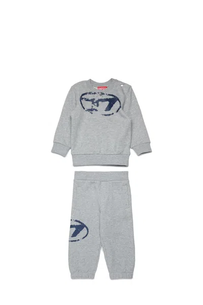Diesel Babies' Used Oval D Logo Fleece Jumpsuit In Grey
