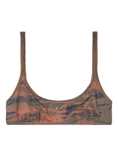 Diesel Ut-bra-top-utlt Camo-print Bikini Top In Pink