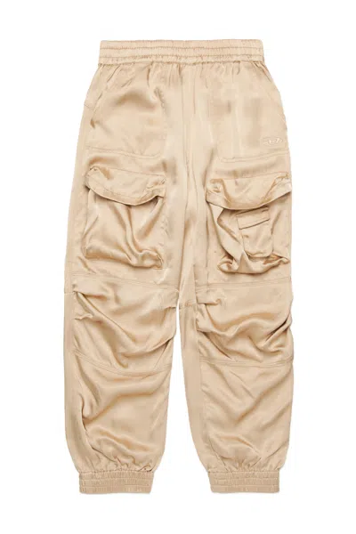 Diesel Kids' Utility-style Satin Cargo Pants In Beige